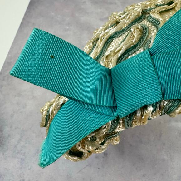 Vintage Ladies Pillbox Hat Miss Gwenn Jr. Hat New York Paris Beige Teal Read - Picture 11 of 16